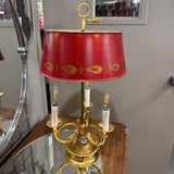 Antique French Bouillotte Brass 3-Arm Lamp