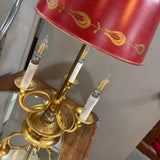 Antique French Bouillotte Brass 3-Arm Lamp
