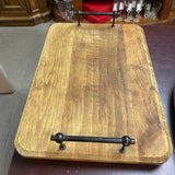 Wood Tray w Metal Handles