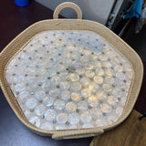 Round Rattan w Mother of Pearl Design w Handles
