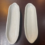 Set of 2 Ceramic Corn Holder Plates