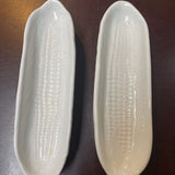 Set of 2 Ceramic Corn Holder Plates