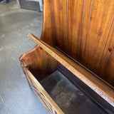 Vintage Pine Bench w Storage & Woven Seat