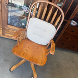 Windsor Style Oak Rolling Desk Chair