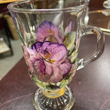 Hand Painted Floral Glass Mug