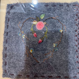 Embroidered Heart Fabric Framed Art