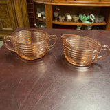 Vintage Anchor Hocking Manhattan PinkCreamer&Sugar Set