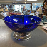 Cobalt Blue Glass Pedestal Bowl