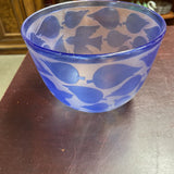 Signed Art Glass Bowl w/Leaves and Birds