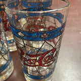 Vintage Pepsi-Cola "Stained Glass" Look Glasses-Set of 6