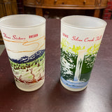Vintage Frosted Glass Tumblers of Scenic Oregon Landmarks