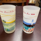 Vintage Frosted Glass Tumblers of Scenic Oregon Landmarks