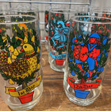 Vintage Indiana Glass 12 Days of Christmas Glasses-Set of 12