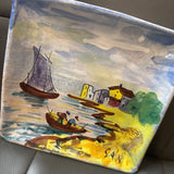 Italian Ceramic Painted Seaside Square Plate