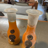 Vintage Romanian Frosted Glass Candle Holders-Set of 2