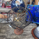 Wire Decorative World Globe w Brass Accents