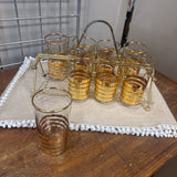 MCM Macbeth-Evans 22k Set of 8 Tumblers in Brass Tray