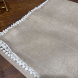 Taupe Pom Pom Table Runner