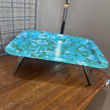 MCM Turquoise Floral Metal Table Tray