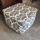 Grey/White Geometric Ottoman