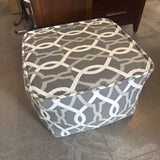 Grey/White Geometric Ottoman