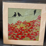 Unframed Poppy & 3 Crows Print