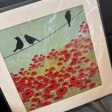 Unframed Poppy & 3 Crows Print
