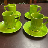 Vintage Stangl Summer-Green-Maize Ware Cup&Saucer-Set of 4