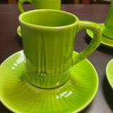 Vintage Stangl Summer-Green-Maize Ware Cup&Saucer-Set of 4