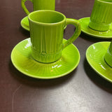 Vintage Stangl Summer-Green-Maize Ware Cup&Saucer-Set of 4