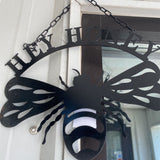 Metal Hey Honey Bee Sign