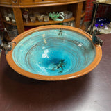 Handcrafted Ceramic Bowl with Man & Dog
