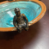 Handcrafted Ceramic Bowl with Man & Dog