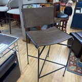 Distressed Leather & Metal Bar Stool