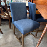 Navy Upholstered Dining Chair w Wood Base