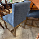 Navy Upholstered Dining Chair w Wood Base