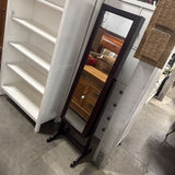Wood Standing Mirrored Jewelry Cabinet