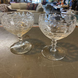 Cut Glass Coup Glasses set of 2