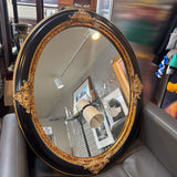 Oval Ornate Black & Gold Mirror