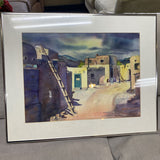 SW Adobe Village Watercolor signed Jane Kempe