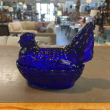 Vintage Cobalt Fenton Glass Hen on Nest