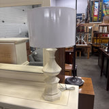 Cream Ceramic Table Lamp w White Shade