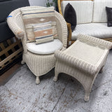Wicker Chair + Side Table/Ottoman Set