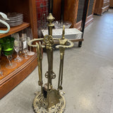 Vintage Ornate Brass Fireplace Set
