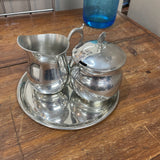Cape Cod Pewter Creamer/Sugar Set w/Plate