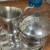 Cape Cod Pewter Creamer/Sugar Set w/Plate