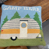 Hand Hooked "Camp Here" Pillow