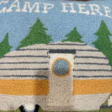 Hand Hooked "Camp Here" Pillow