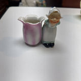Vintage Planter girl and flower