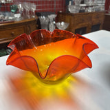 Vintage Blenko Amberina Ruffled Bowl